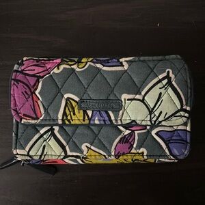 3/$20 Vera Bradley Double Wallet Falling Flowers Green